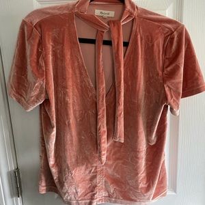Madewell pink velvet blouse